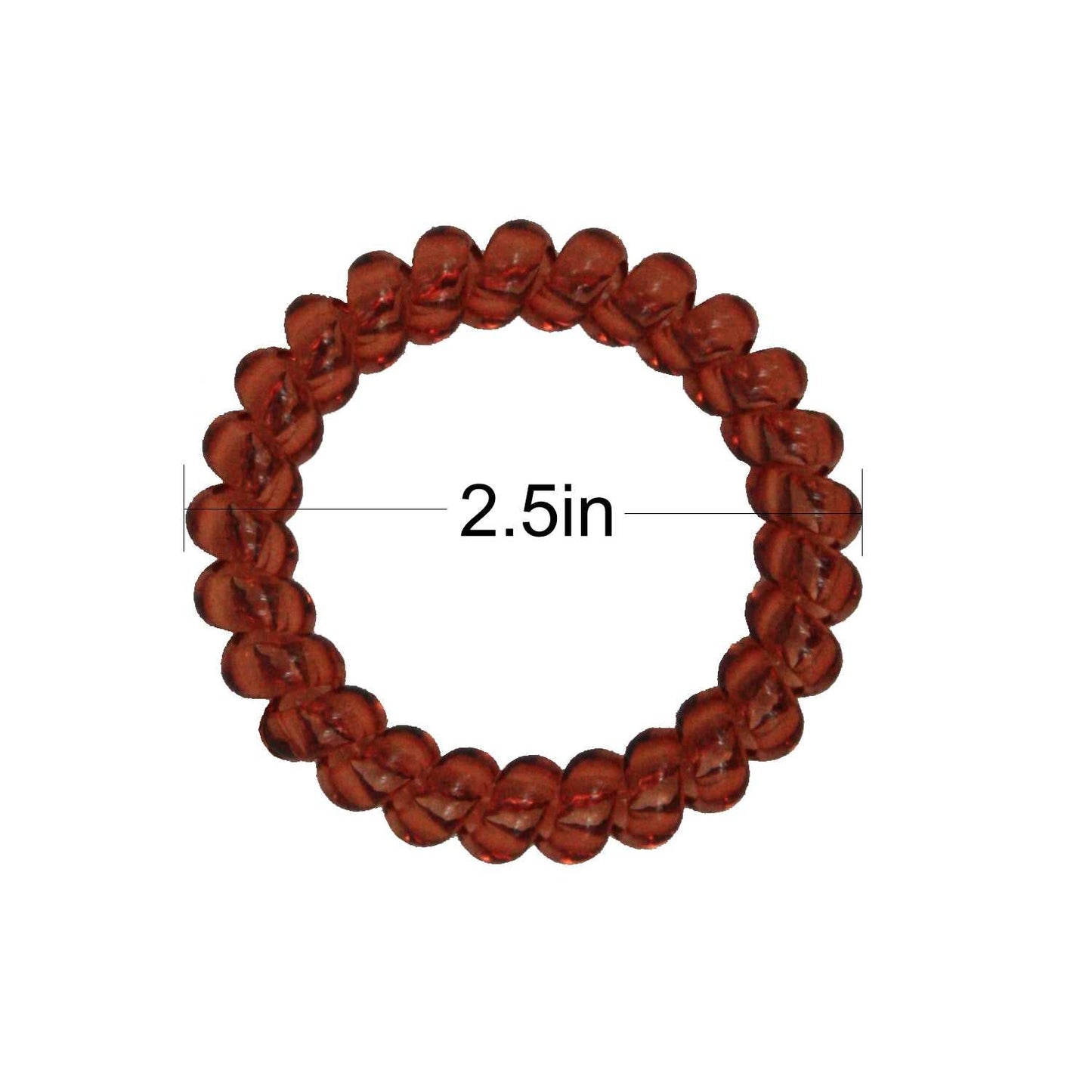 Amelia Beauty Products 8 Large Smooth Elastic Hair Coils, 2. 5in Diameter Thick Spiral Hair Ties, Gentle on Hair, Strong Hold and Minimizes Dents and Creases, Clear and Brown - 12 Retail Packs