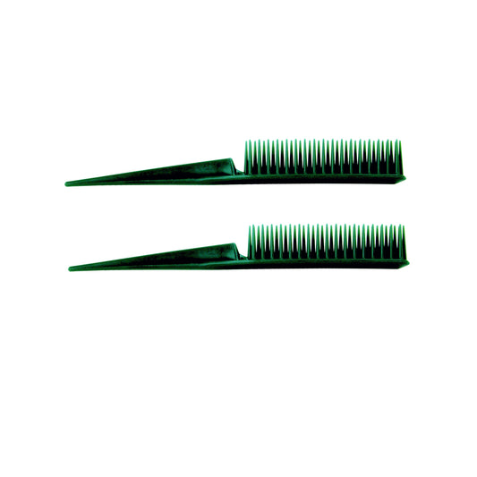 Amelia Beauty, 7in, 3 Row Styling Comb For Detangling, Tease, Defining And Separating Curls - Green - 12 Retail Packs