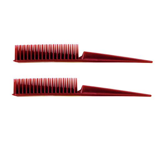 Amelia Beauty, 7in, 3 Row Styling Comb For Detangling, Tease, Defining And Separating Curls - Maroon - 12 Retail Packs