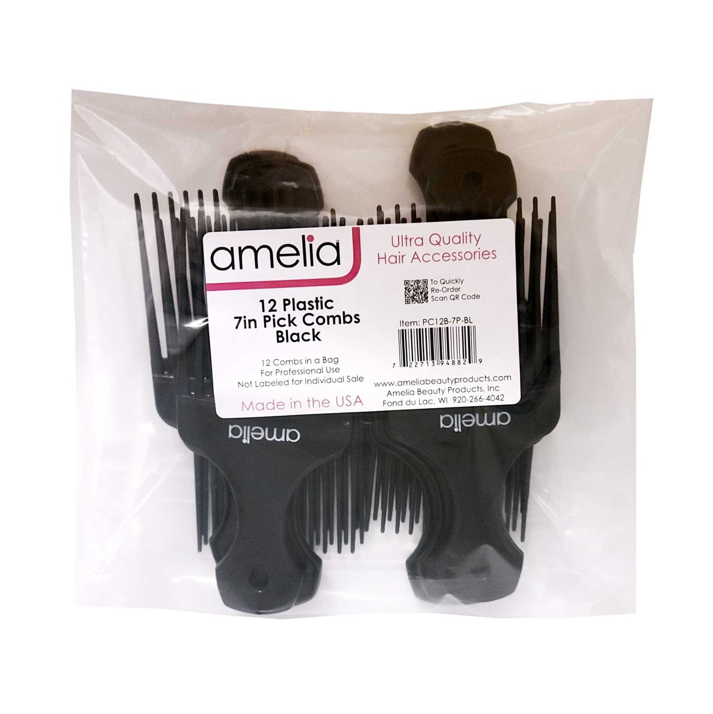 7in Plastic Pick Comb (12 Pack)