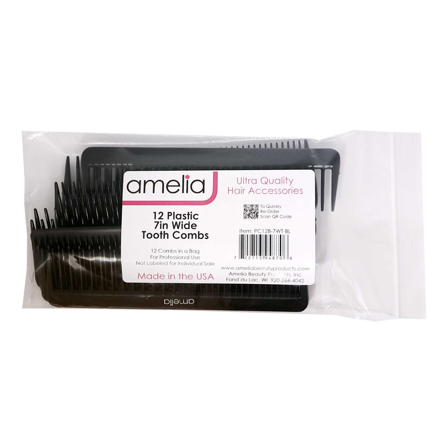 7in Plastic Styling Tease Comb (12 Pack)