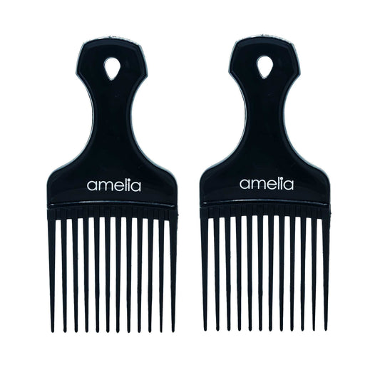 7in Plastic Pick Comb - Black (12 Retail Packages)