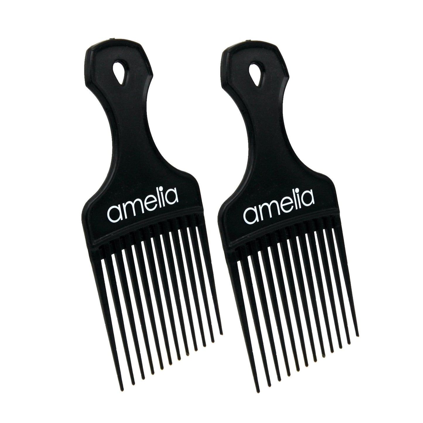 6in Plastic Pick Comb - Black (12 Retail Packages)