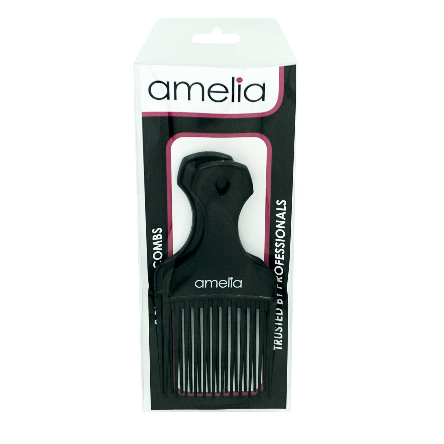 7in Plastic Pick Comb - Black (12 Retail Packages)