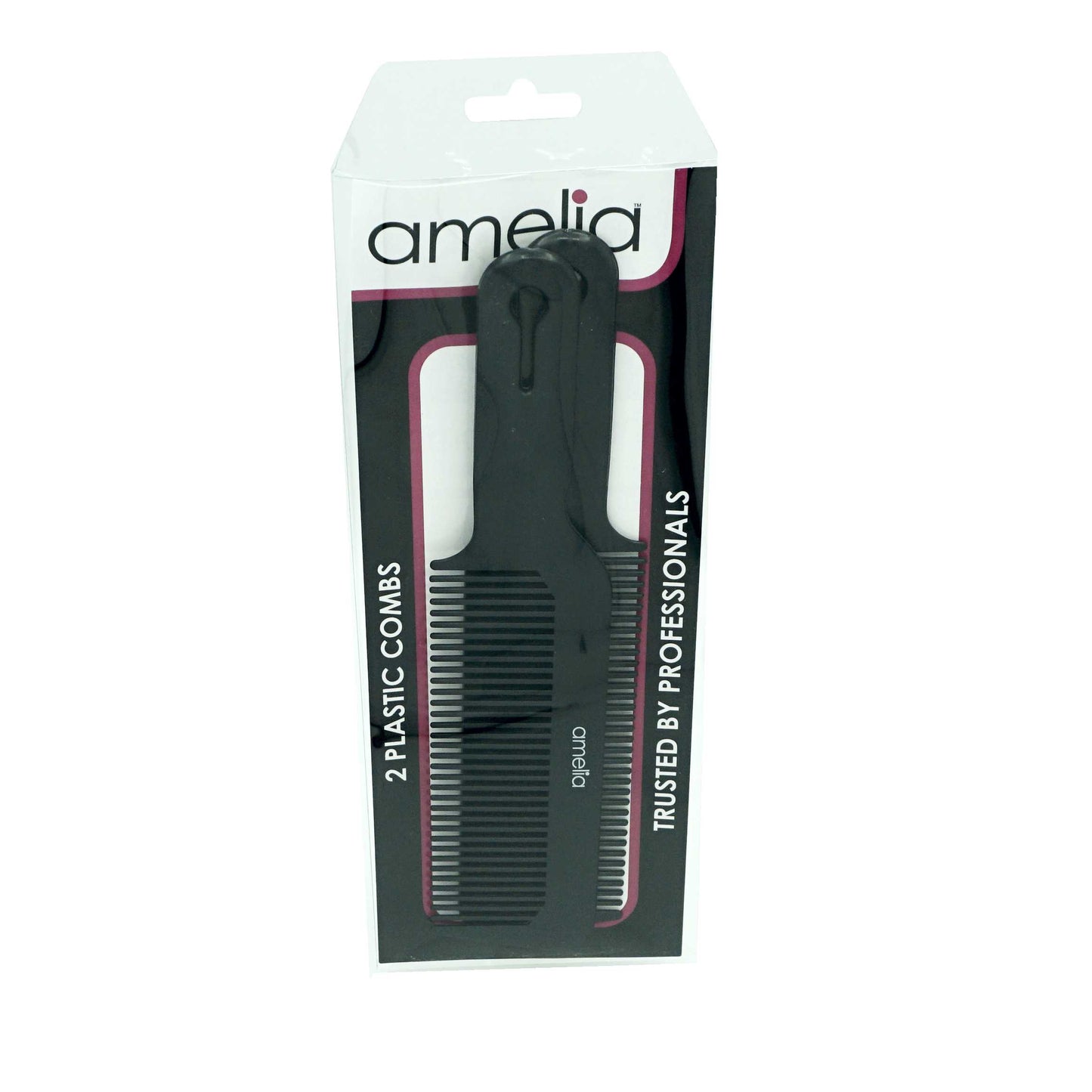 8.75in Plastic Flattop Butch Comb, Black (12 Retail Packages)