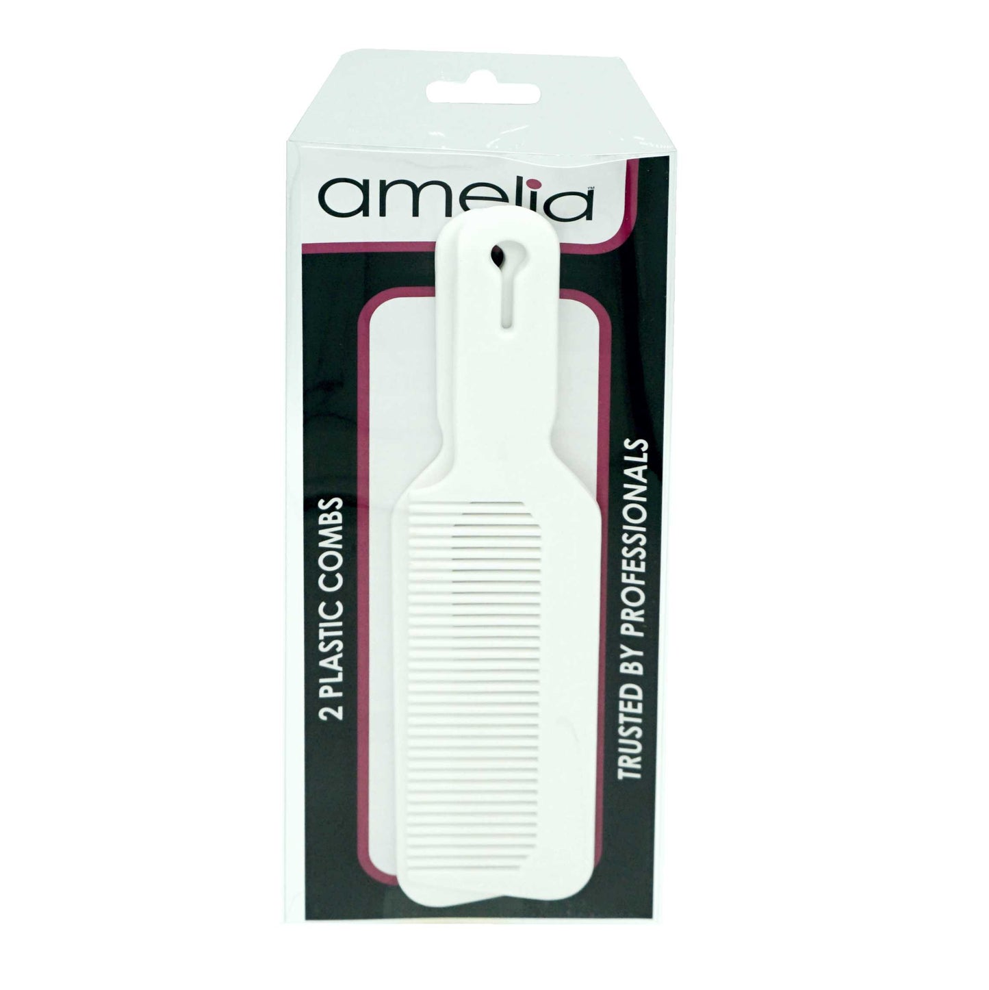 8.75in Plastic Flattop Butch Comb, White  (12 Packages of 2 for Retail Sale)