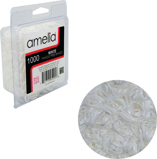 Amelia Beauty | 1/2in, White, Tangle Free Elastic Pony Tail Holders | Made in USA, Ideal for Ponytails, Braids, Twists. For Women, Girls. Pain Free, Snag Free, Easy Off | 1000 Pack - 12 Retail Packs