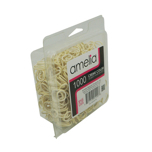 1000, Creme Colored, Standard Size,  Rubber Bands for Pony Tails and Braids,  Made in the USA!!  12 Retail Packages