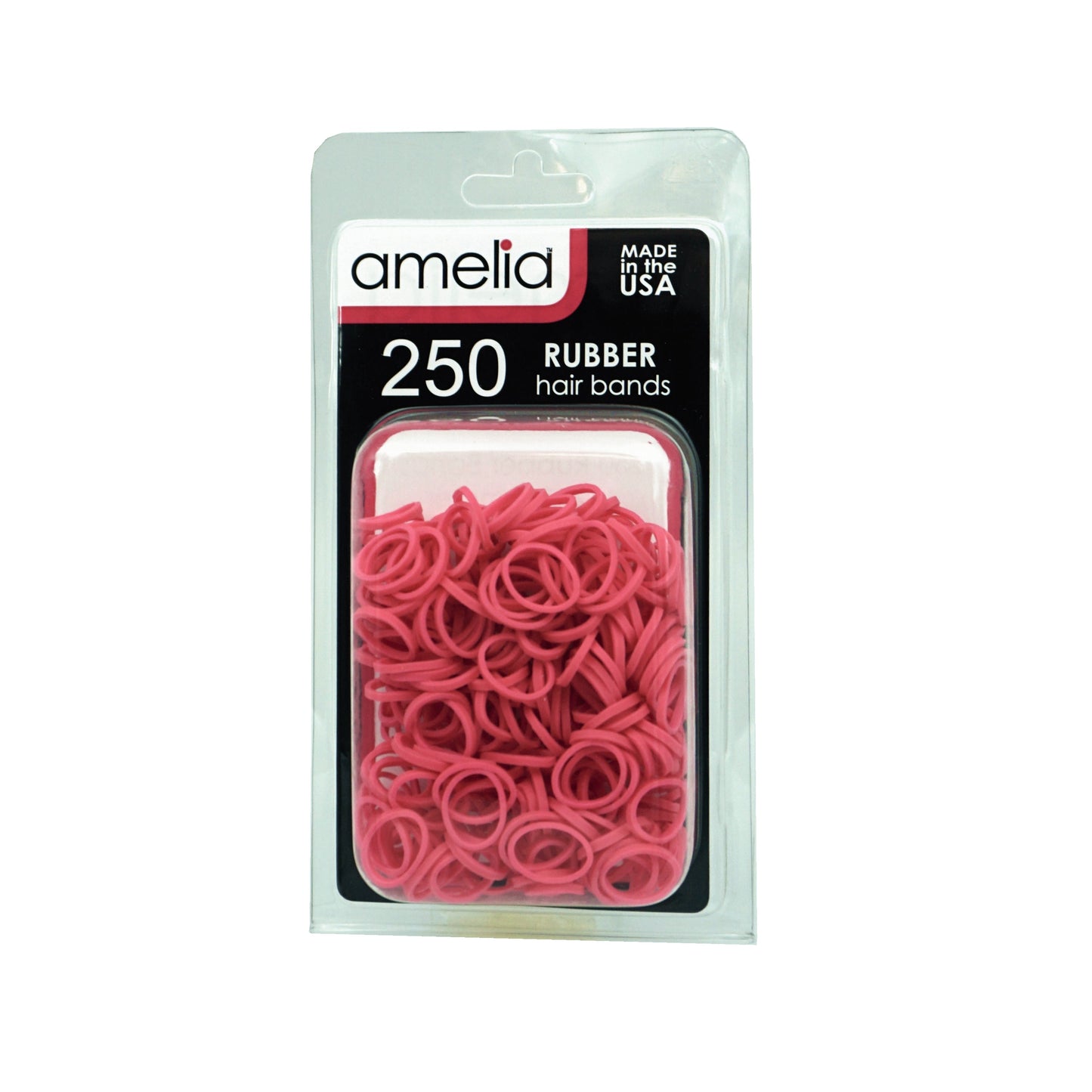 250, Pink, Standard Size,  Rubber Bands for Pony Tails and Braids - 12 Retail Packages