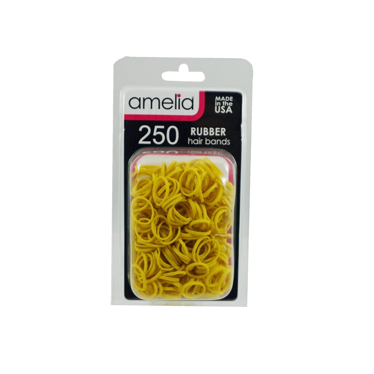 250, Yellow Color, Standard Size,  Rubber Bands for Pony Tails and Braids - 12 Retail Packages