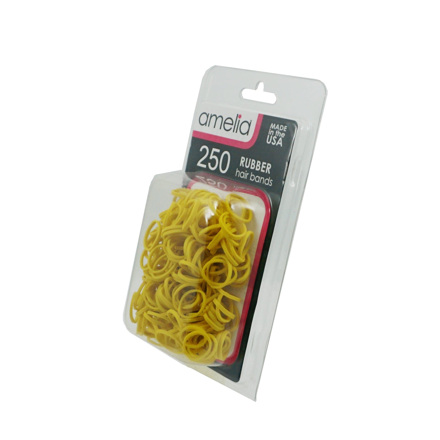 250, Yellow Color, Standard Size,  Rubber Bands for Pony Tails and Braids - 12 Retail Packages