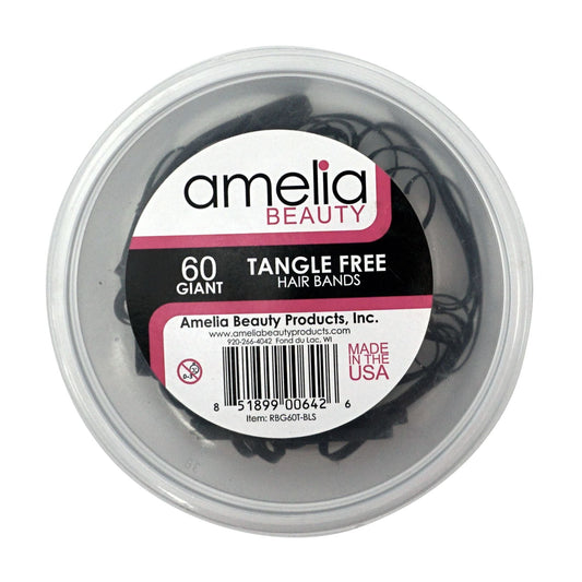 60, Black, Giant Size, Tangle Free for Ponytails and Braids - 12 Retail Packs