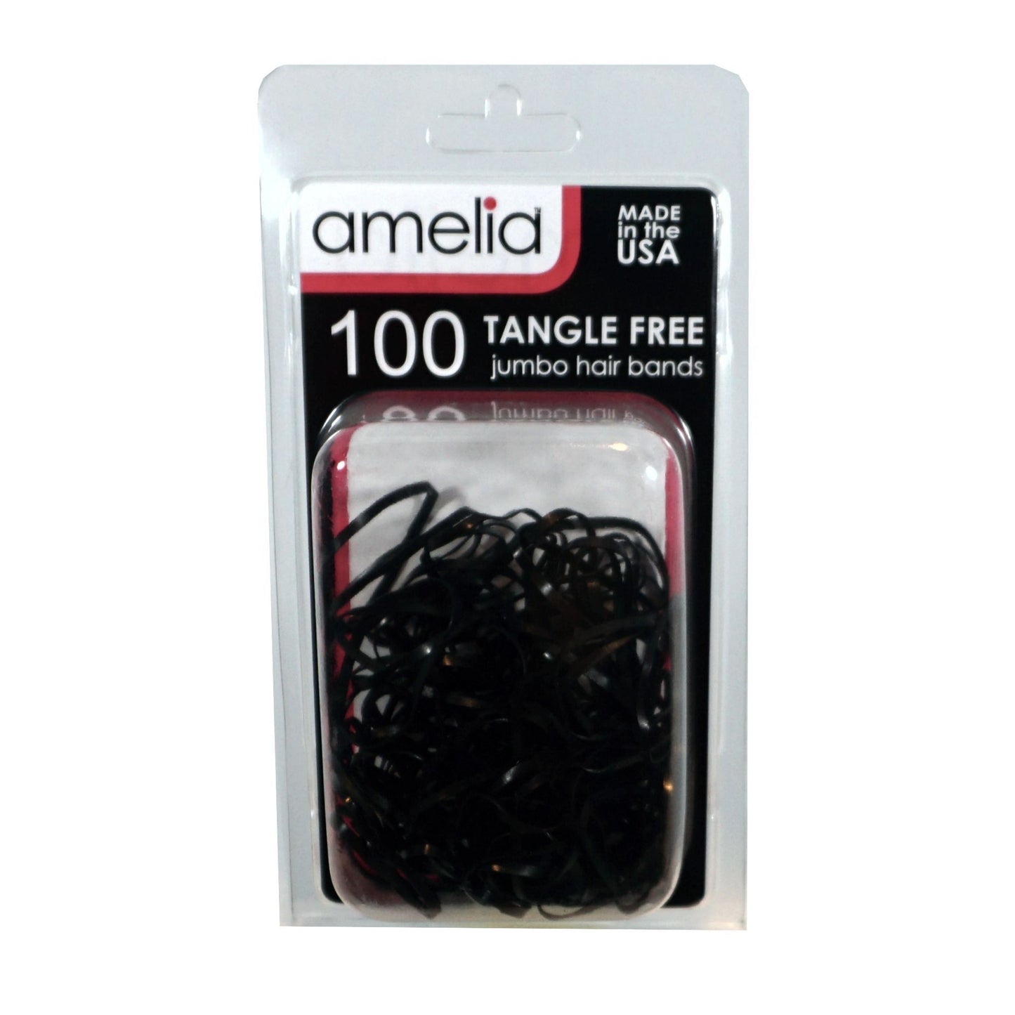 100, Black, Jumbo, Tangle Free Bands for Pony Tails and Braids (12 Retail Packages)