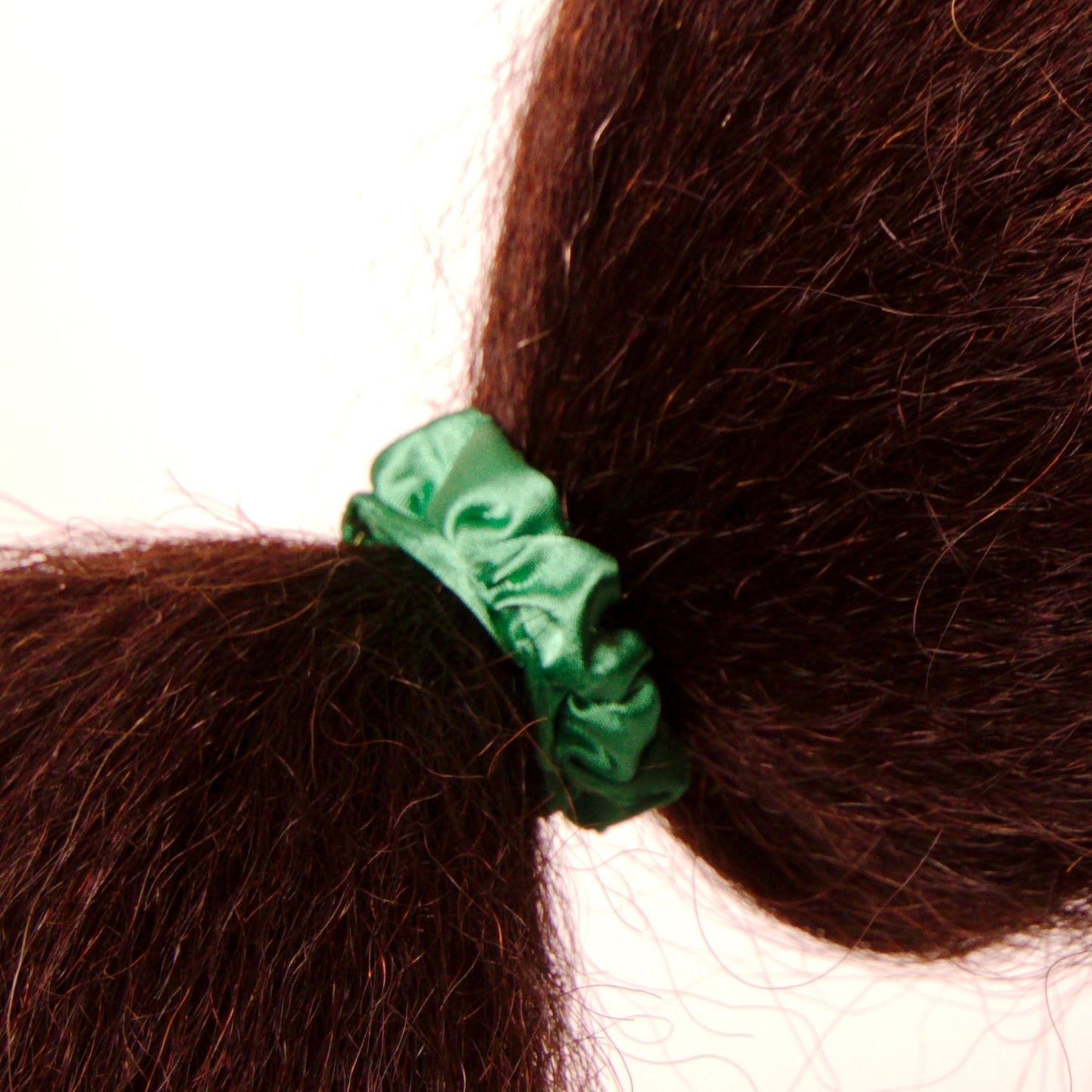 Amelia Beauty, Green Satin Scrunchies, 2.25in Diameter, Gentle on Hair, Strong Hold, No Snag, No Dents or Creases. 12 Pack - 12 Retail Packs