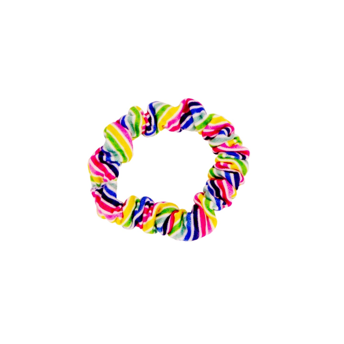 Amelia Beauty, Rainbow Stripe Jersey Scrunchies, 2.25in Diameter, Gentle on Hair, Strong Hold, No Snag, No Dents or Creases. 12 Pack - 12 Retail Packs