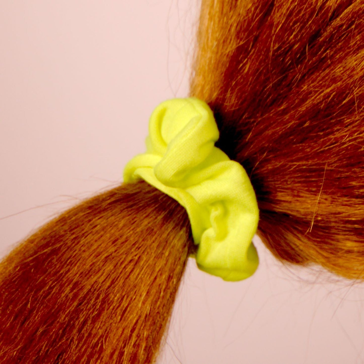 Amelia Beauty, Medium Neon Lime Jersey Scrunchies, 2.5in Diameter, Gentle on Hair, Strong Hold, No Snag, No Dents or Creases. 10 Pack - 12 Retail Packs