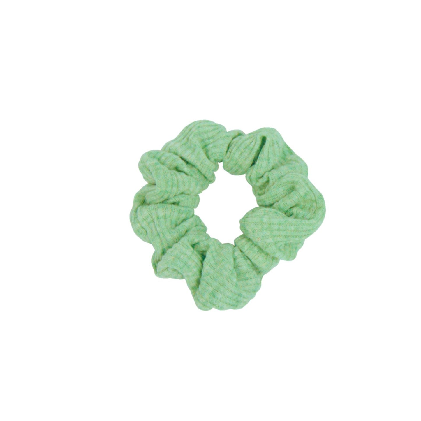 Amelia Beauty, Medium Pastel Green Ribbed Scrunchies, 2.5in Diameter, Gentle on Hair, Strong Hold, No Snag, No Dents or Creases. 10 Pack - 12 Retail Packs