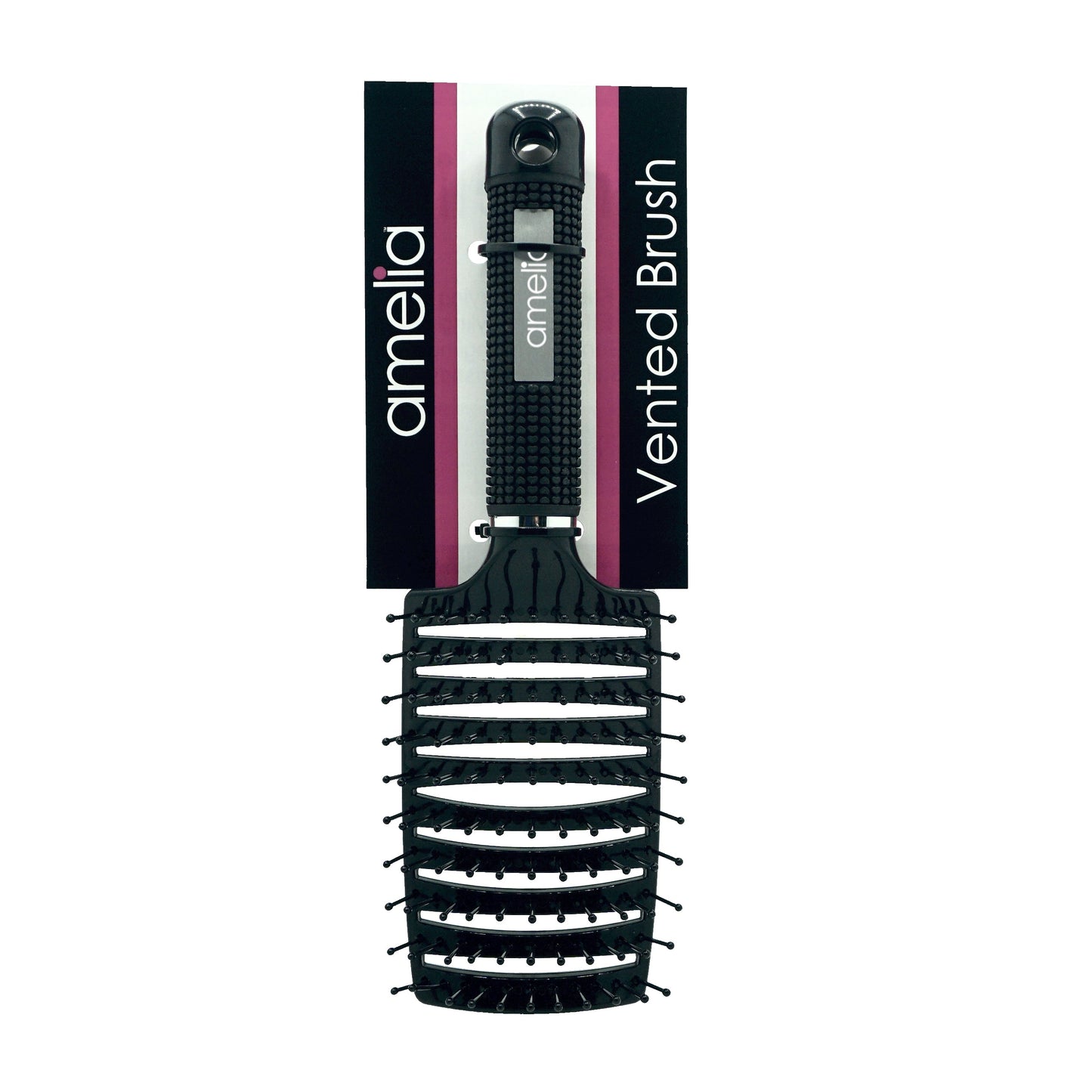 9.5in Vented Brush - Nylon Bristles, Black - 12 Retail Packs