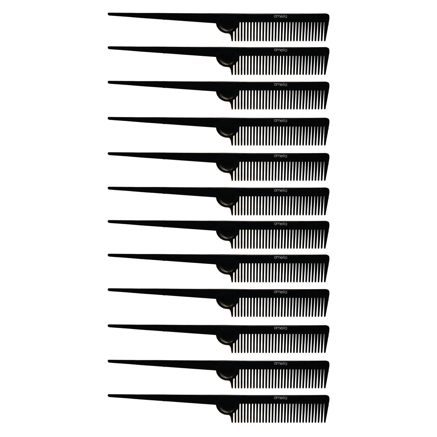 8.5in Plastic Course Tooth Rattail Comb (12 Pack)