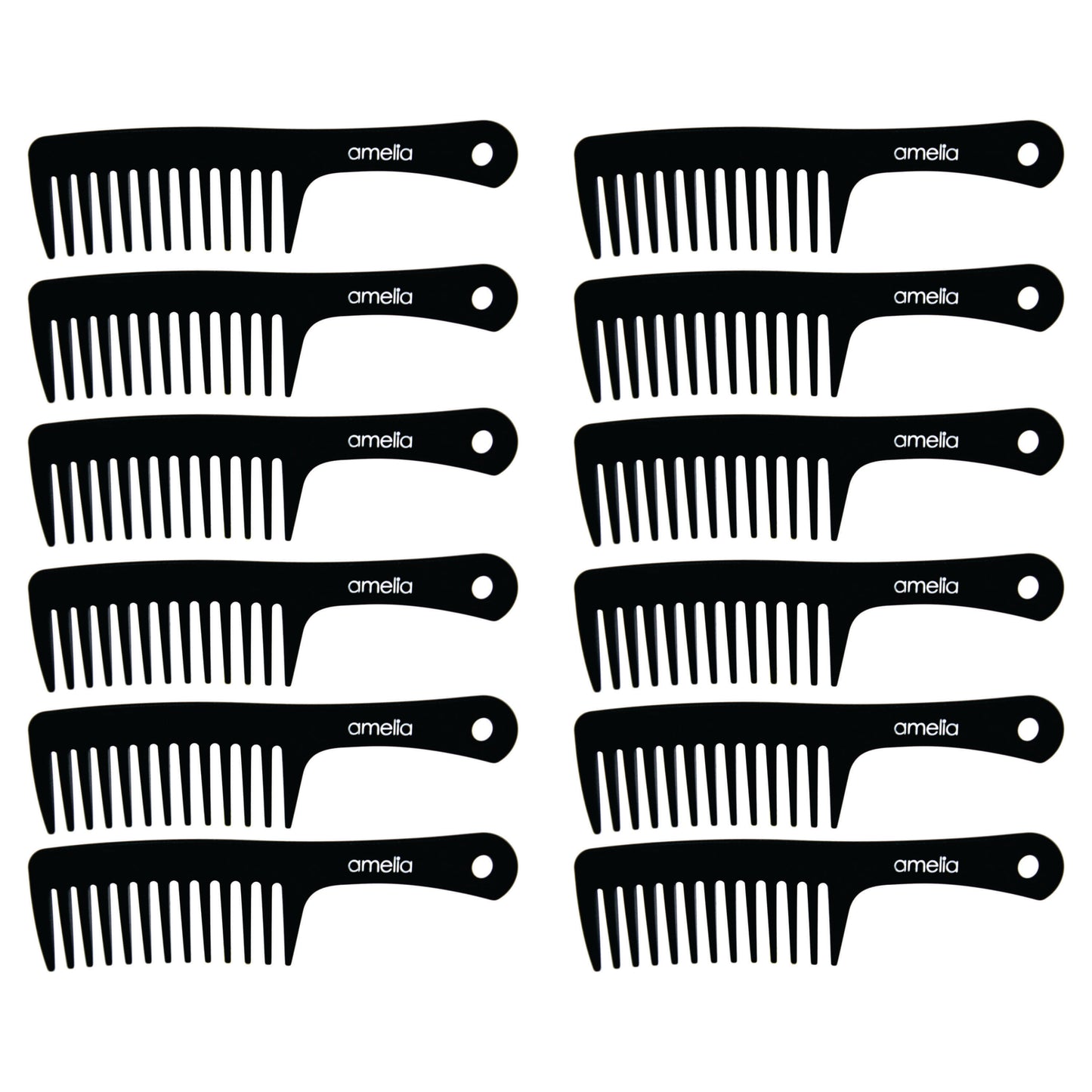 9in Detangling Handled Styling Rake Plastic Comb (12 Pack)