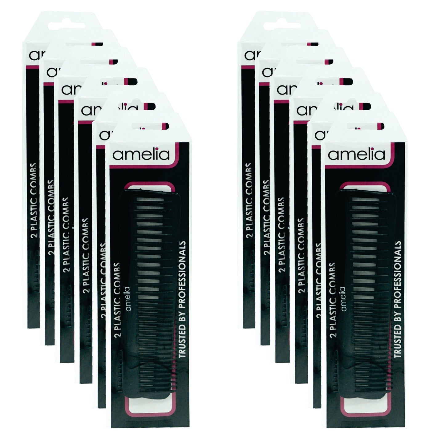 7in Plastic Wide Tooth Comb (12 Retail Packages)