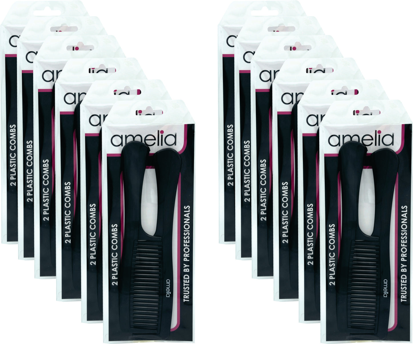 8.5in Plastic Handle Comb (12 Retail Packages)