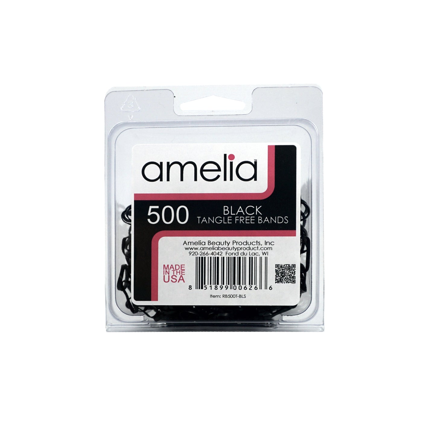 500, Black, Standard Size, Tangle Free for Pony Tails and Braids - 12 Retail Packs