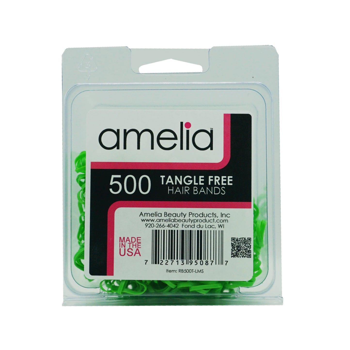 500, Lime, Standard Size, Tangle Free for Pony Tails and Braids - 12 Retail Packs