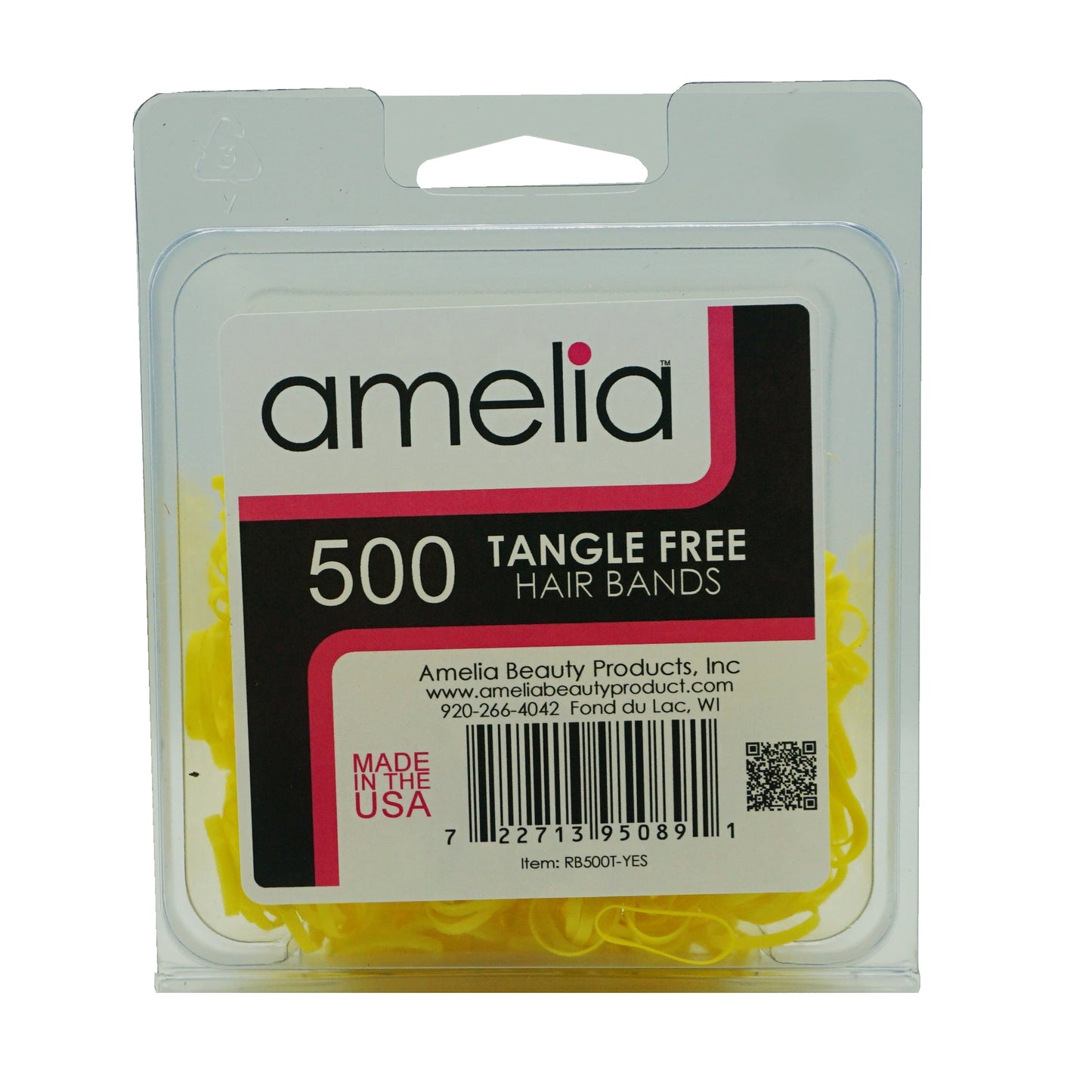 500, Yellow, Standard Size, Tangle Free for Pony Tails and Braids - 12 Retail Packs