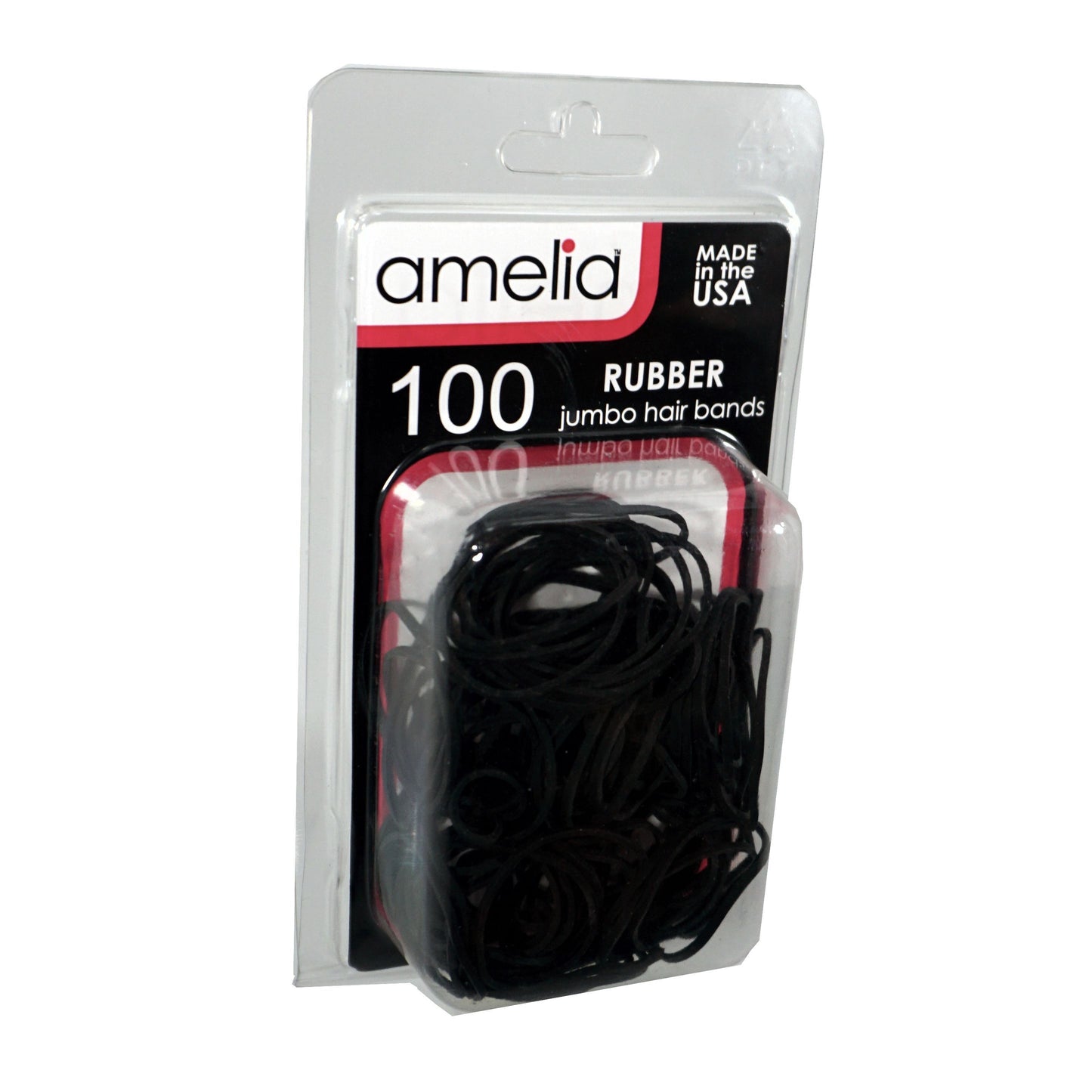 100, Black, Jumbo, Rubber Bands for Pony Tails and Braids (12 Retail Packs)